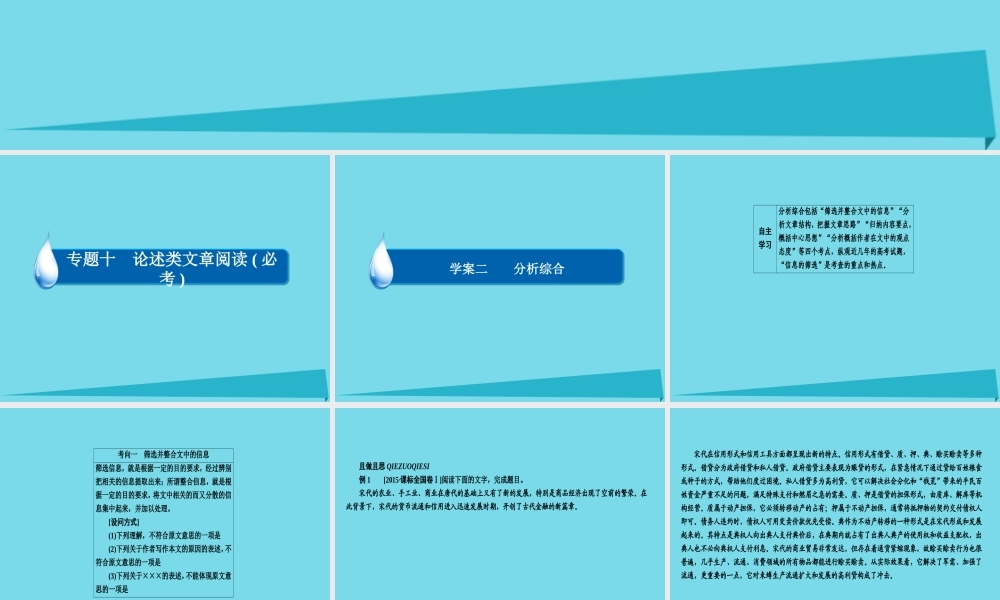 全国通用版高考语文一轮总复习第3部分一般论述类文章阅读专题十论述类文章阅读必考二分析综合课件