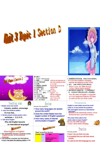 九年级英语上册Unit3 Topic 1 Section AD  课件湘教版 课件