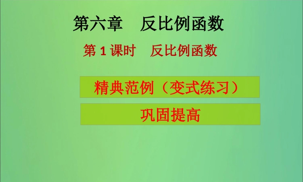 九年级数学上册 第6章 反比例函数 第1课时 反比例函数(课堂导练)习题课件 (新版)北师大版 课件