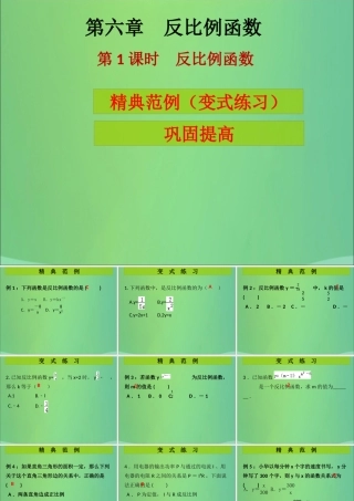 九年级数学上册 第6章 反比例函数 第1课时 反比例函数(课堂导练)习题课件 (新版)北师大版 课件