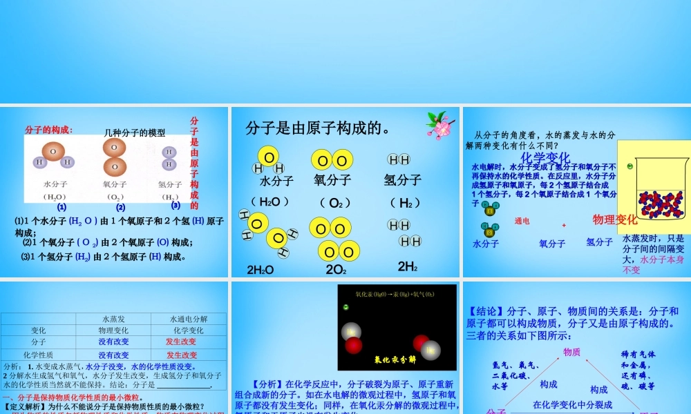 八年级化学全册 3.1 分子和原子课件2 人教版五四制 课件