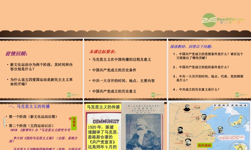 八年级历史上册 第11课中国共产党的成立课件 中华书局版 课件