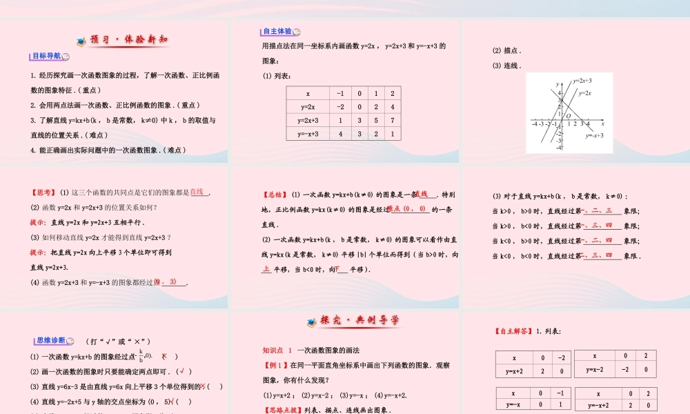 八年级数学下册 第17章 函数及其图象17.3 一次函数 2一次函数的图象课件 (新版)华东师大版 课件