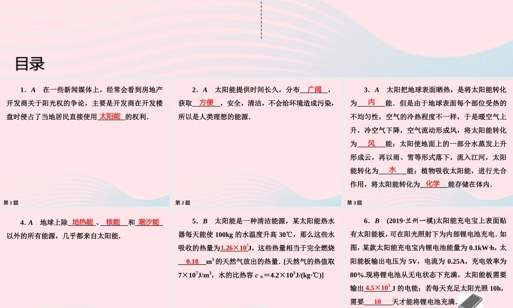 九年级物理下册 第18章 能源与可持续发展作业28课件 苏科版 课件