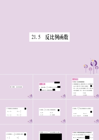 九年级数学上册 第21章 二次函数与反比例函数 215 反比例函数 第1课时 作业课件 (新版)沪科版 课件