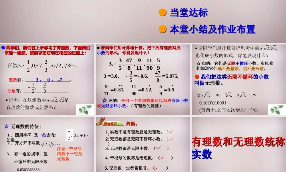 中学七年级数学下册 6.3 实数课件 (新版)新人教版 课件