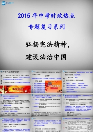 中考政治时政热点专题复习 弘扬宪法精神，建设法治中国课件