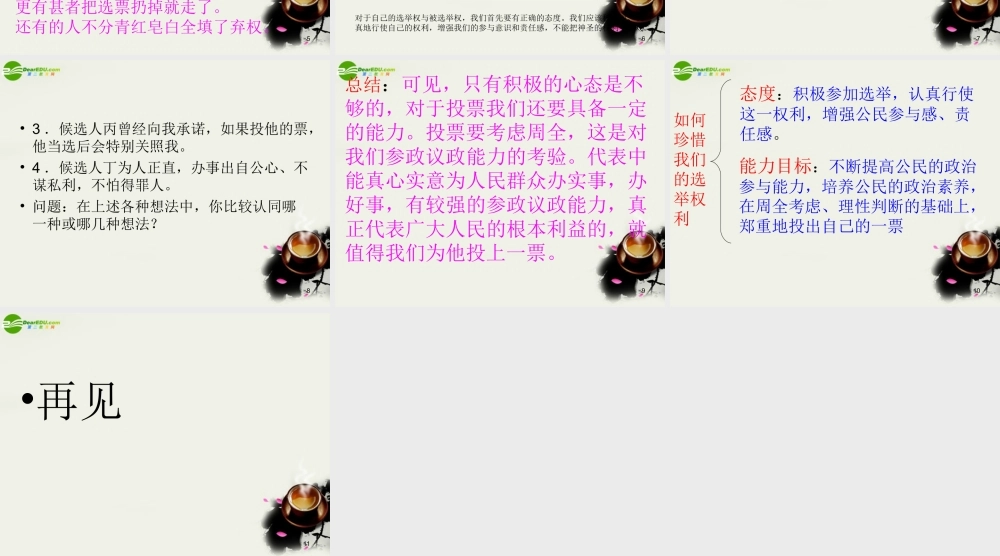 九年级政治 第十一课(神圣的一票)课件 教科版 课件