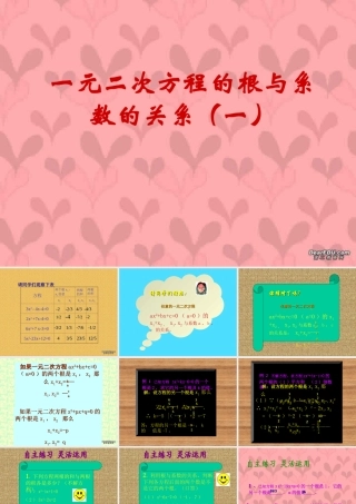 九年级数学第二单元一元二次方程的根与系数的关系 北师大版 课件