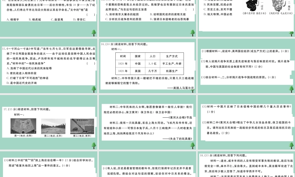 八年级历史上册 专项突破测试卷(一)作业课件 新人教版 课件