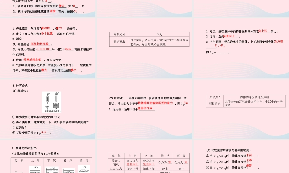 八年级物理下册 第八章 压强与浮力课件 (新版)北师大版 课件