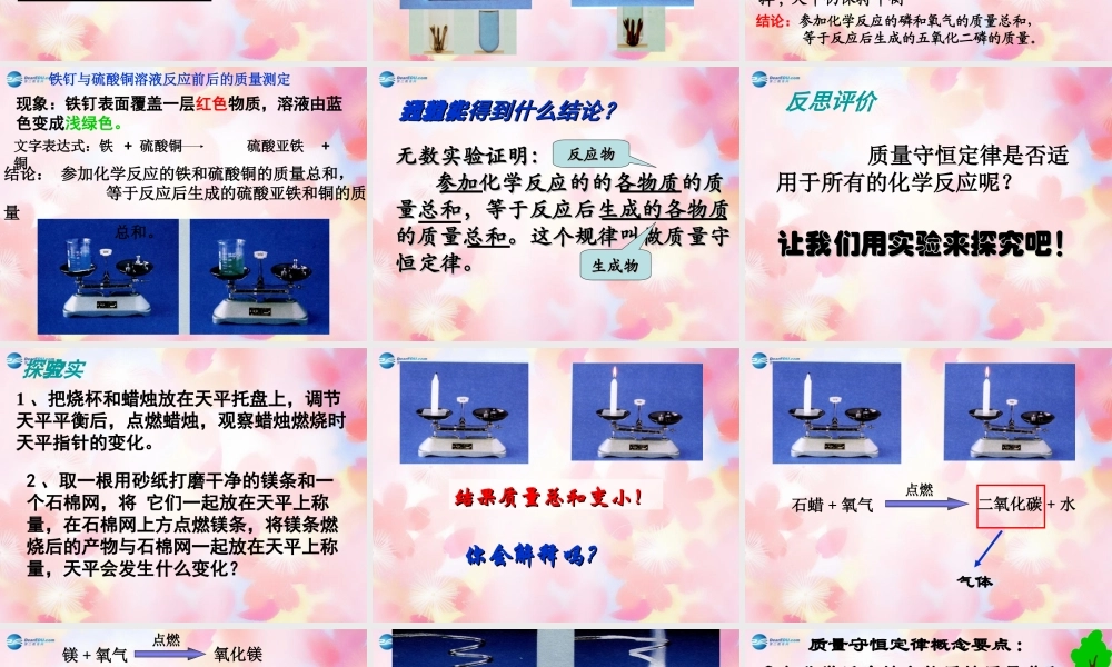 中学九年级化学上册 第五单元 课题1 质量守恒定律课件 (新版)新人教版 课件