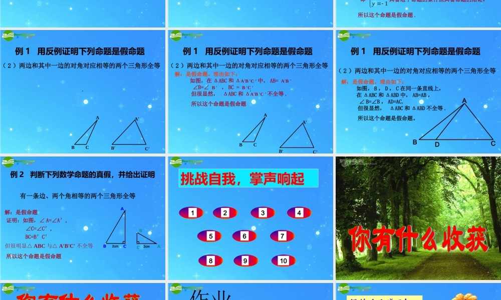 八年级数学下册 4-3反例与证明 课件 浙教版 课件