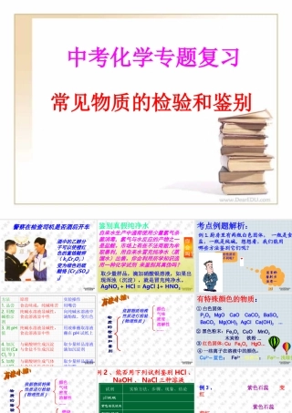 中考化学专题复习 常见物质的检验和鉴别 试题