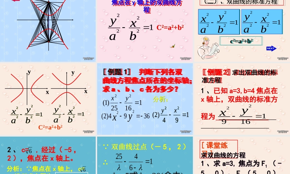 人教版高二数学双曲线方程 课件