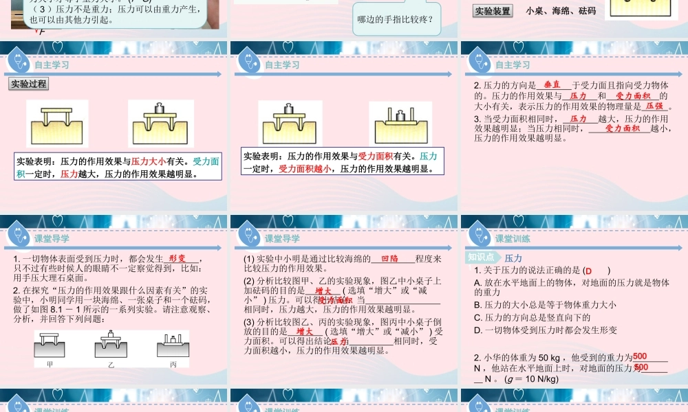 八年级物理下册 8.1 认识压强(第1课时)课件 (新版)粤教沪版 课件