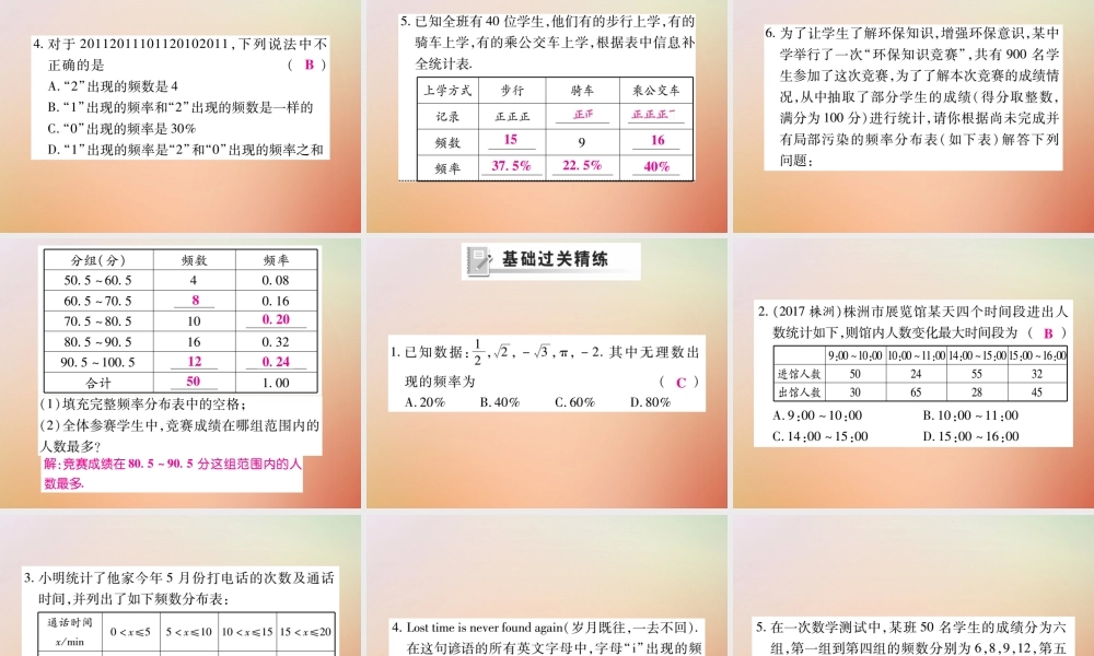 八年级数学上册 第15章 数据的收集与表示 15.1 数据的收集课时检测课件 (新版)华东师大版 课件