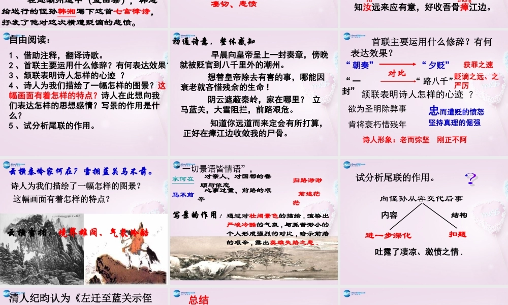 九年级语文下册(左迁至蓝关示侄孙湘)课件 语文版 课件