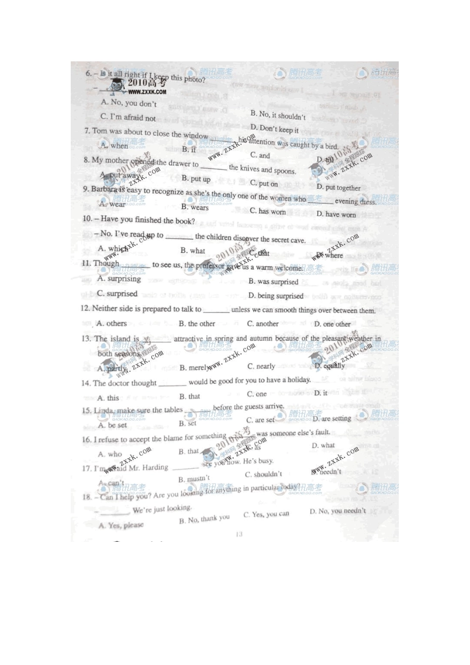 2010年高考全国卷2英语试题及答案_第2页