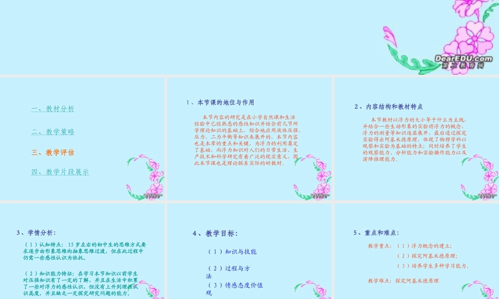 初三物理浮力说课课件 新课标 人教版 课件