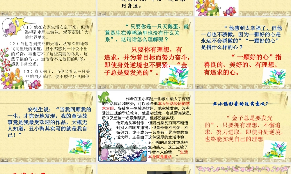 中学七年级语文下册(丑小鸭)课件2 新人教版 课件