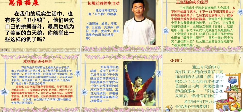 中学七年级语文下册(丑小鸭)课件2 新人教版 课件