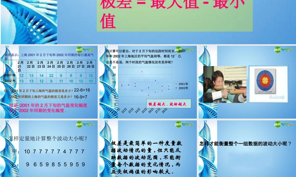 八年级数学下册 数据的波动(第1，2课时)课件 人教新课标版 课件