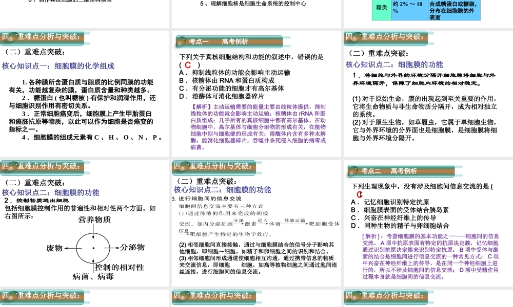 生物一轮复习“必修一细胞的基本结构”课件(周沙)