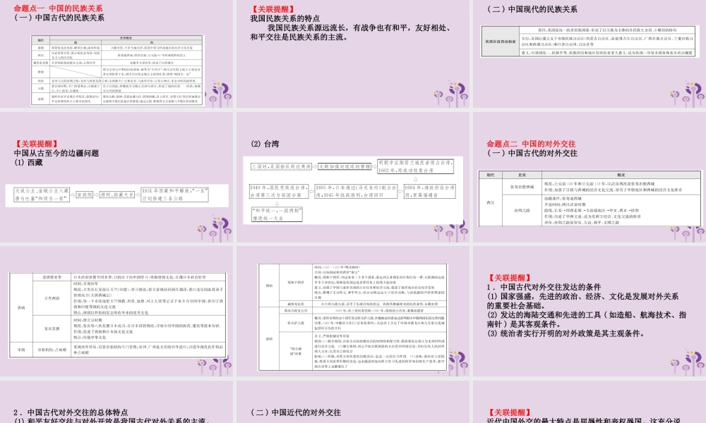 中考历史复习 题型突破 专题二 中国的民族关系及对外交往课件