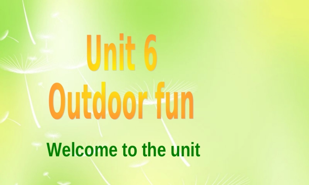 中学七年级英语下册 Unit 6 Outdoor fun Welcome to the Unit课件 (新版)牛津版 课件