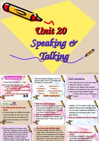 人教版高一英语Unitpeaking and talking课件