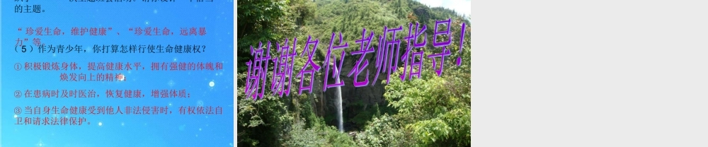 八年级政治下册 (生命健康权与我同在)复习课课件 人教新课标版 课件