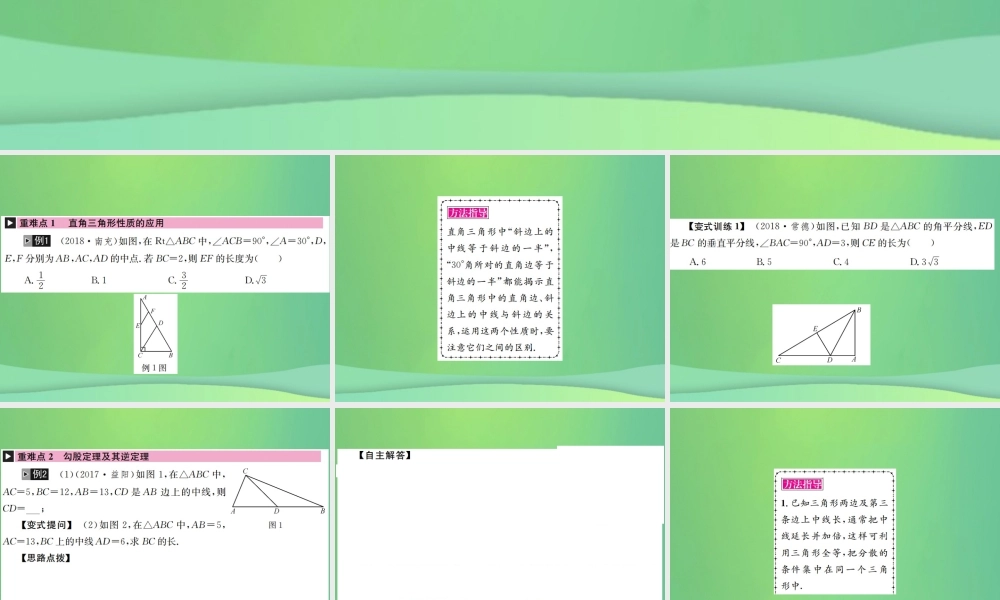 中考数学复习 第四单元 图形的初步认识与三角形 第16讲 直角三角形课件