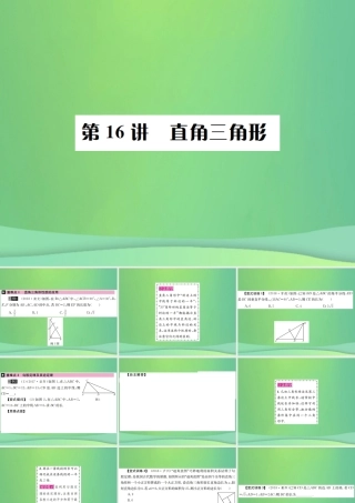 中考数学复习 第四单元 图形的初步认识与三角形 第16讲 直角三角形课件