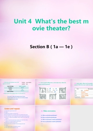 八年级英语上册 Unit 4 What's the best movie theater Section B(1a 1e)课件 (新版)人教新目标版 课件