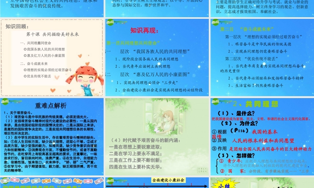 九年级思想品德 第四单元(我们的未来不是梦)复习课件 鲁教版 课件