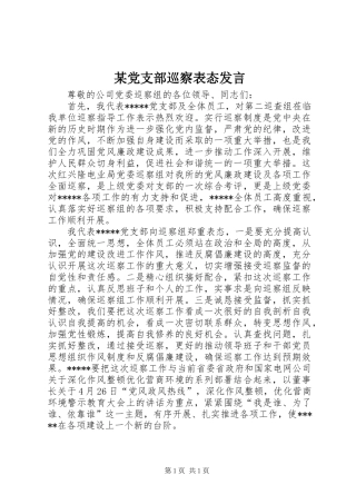 某党支部巡察表态发言