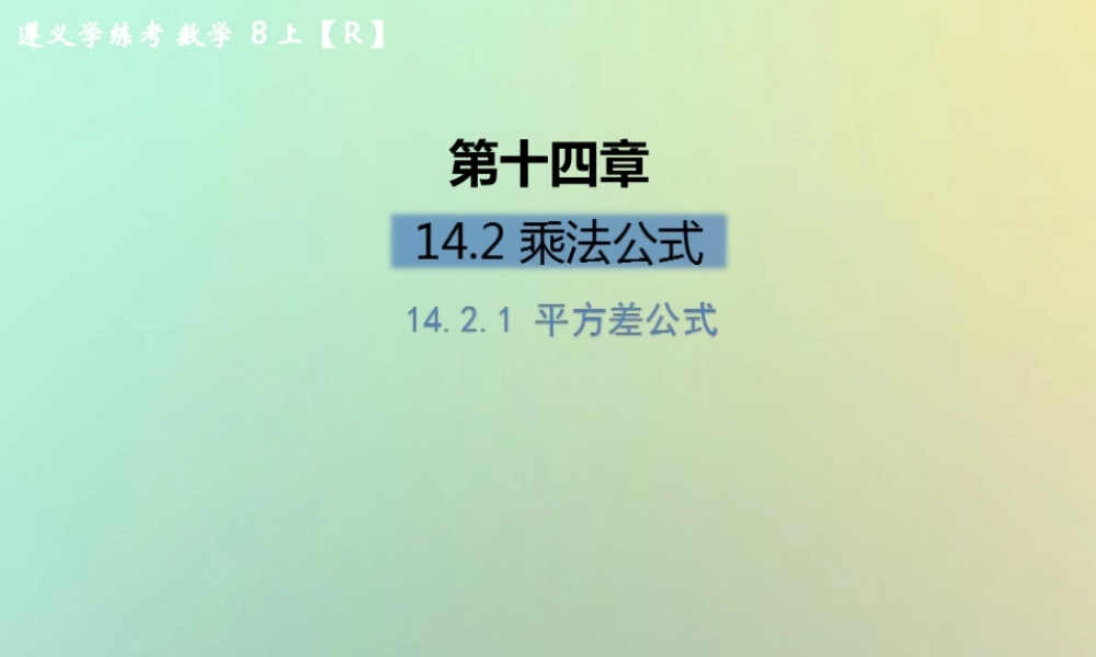 八年级数学上册 第十四章 整式的乘法与因式分解 14.2 乘法公式 14.2.1 平方差公式习题课件 (新版)新人教版 课件
