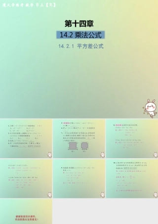八年级数学上册 第十四章 整式的乘法与因式分解 14.2 乘法公式 14.2.1 平方差公式习题课件 (新版)新人教版 课件