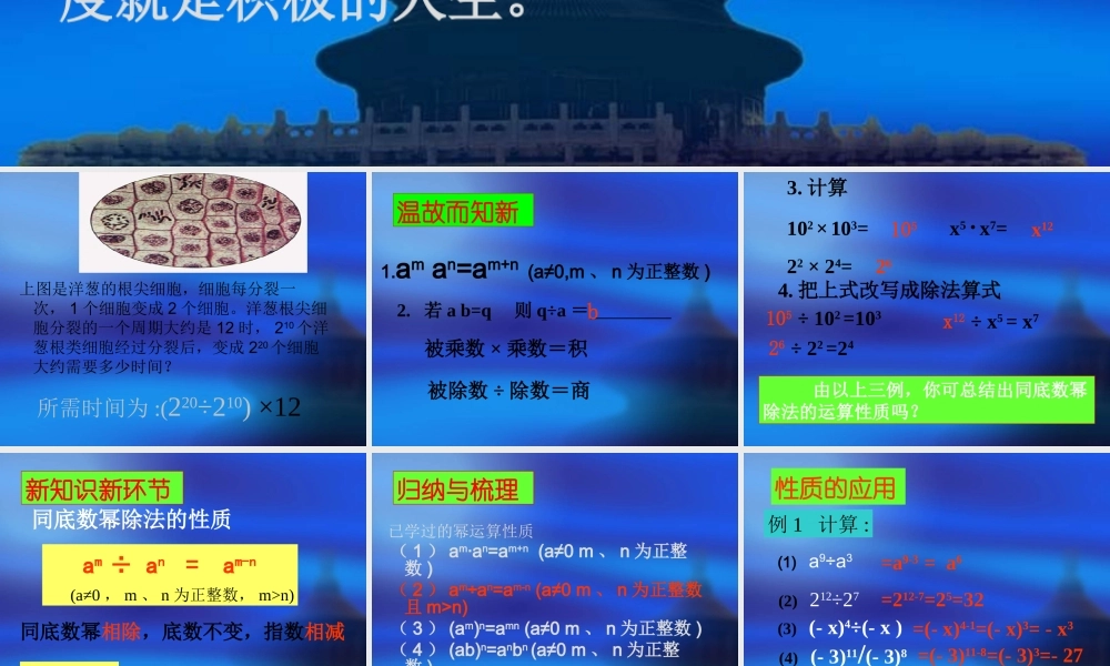 八年级数学同底数幂的除法课件1 新课标 人教版 课件