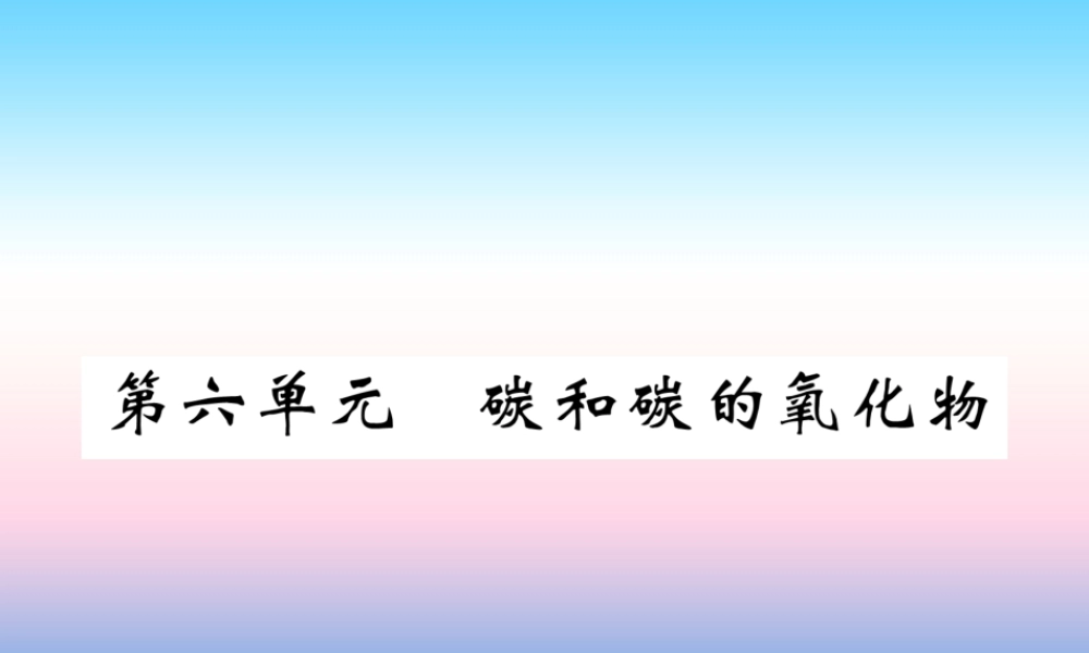 中考化学复习 第1编 教材知识梳理篇 第6单元 碳和碳的氧化物(精练)课件