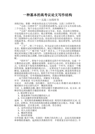一种基本的高考议论文写作结构
