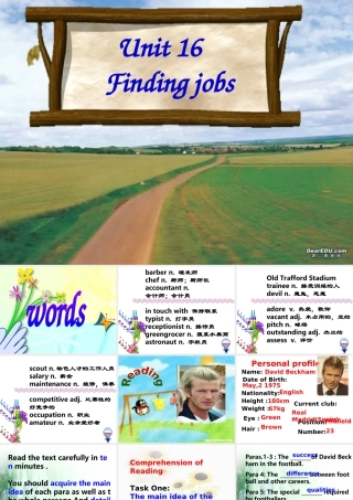 新课标高三英语Unit16 reading 阅读理解 课件