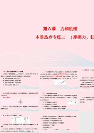 八年级物理下册 第6章 力和机械本章热点专练二(摩擦力 杠杆实验)课件 (新版)粤教沪版 课件