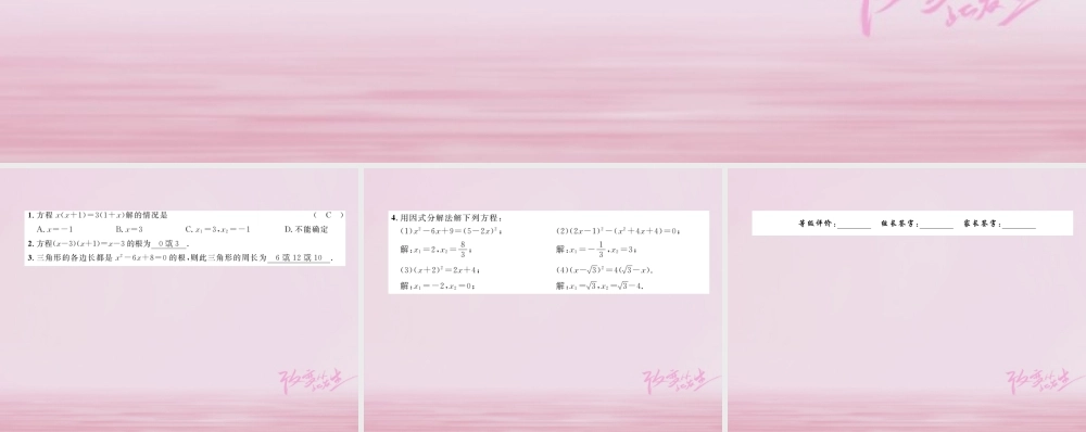 九年级数学上册 212 解一元二次方程 2123 因式分解法练习课件 (新版)新人教版 课件