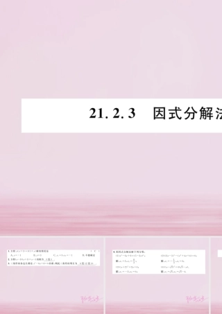 九年级数学上册 212 解一元二次方程 2123 因式分解法练习课件 (新版)新人教版 课件
