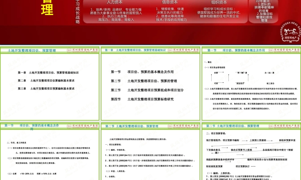 国墅园地产-土地开发整理估算预算管理