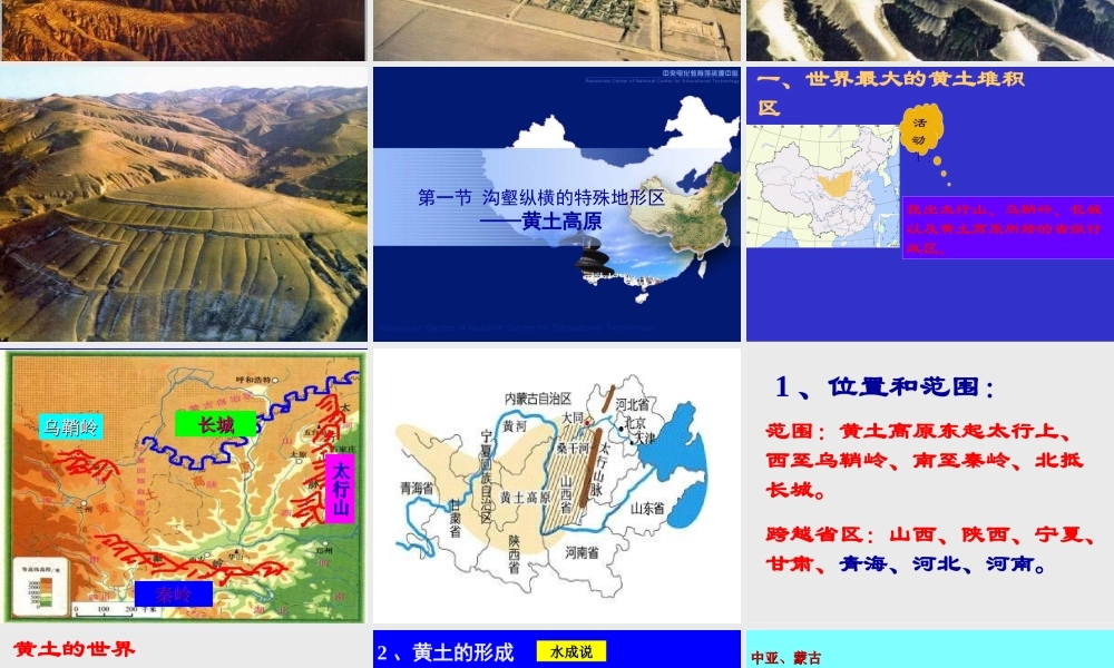 八年级地理下册：第八章第一节：沟壑纵横的特殊地形区——黄土高原(课件)人教版新课标 课件