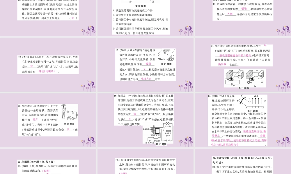 九年级物理全册 第二十章(电与磁)检测题课件 (新版)新人教版 课件