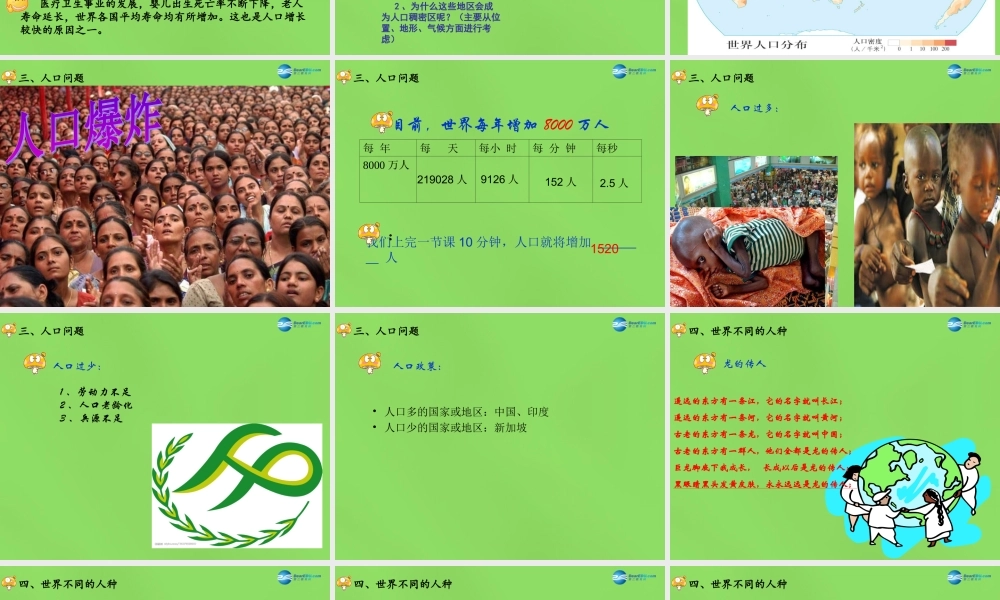 中学七年级地理上册(4.1 人口与人种)课件 新人教版 课件